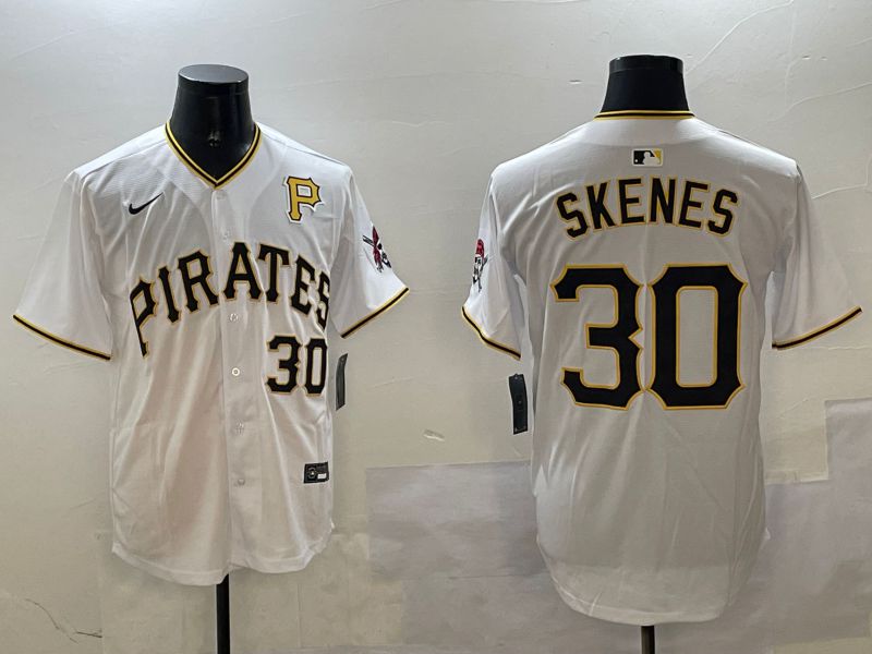Men Pittsburgh Pirates #30 Skenes White Game 2025 Nike MLB Jersey style 2